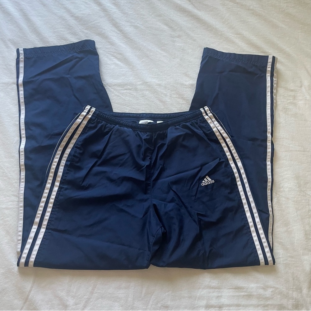 Adidas Navy Joggers with White Stripes